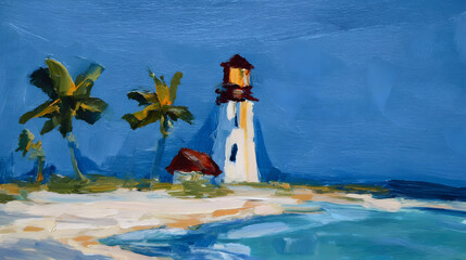 "Lighthouse on a Tropical Beach"