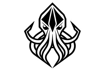 octopus head logo vector geometric design angular shape black and white silhouette