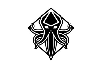 octopus head logo vector geometric design black and white silhouette