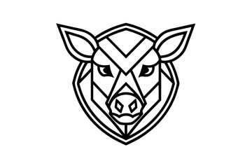 pig head logo vector geometric design line art