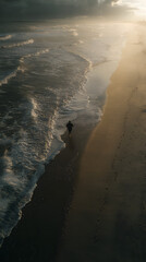 Slow Motion Sunrise Jog Along Coastal Road — A Moment of Resilience