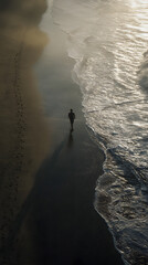 Slow Motion Sunrise Jog Along Coastal Road — A Moment of Resilience