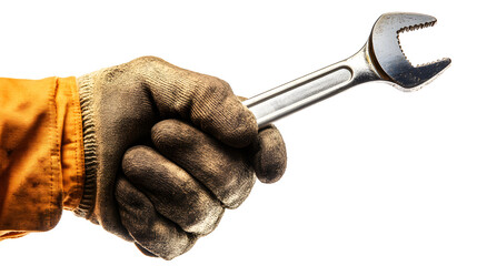 Fototapeta premium Old tools isolated on white background. Old tool with clipping path. Handle mechanic tool. Hand and tool on white background.