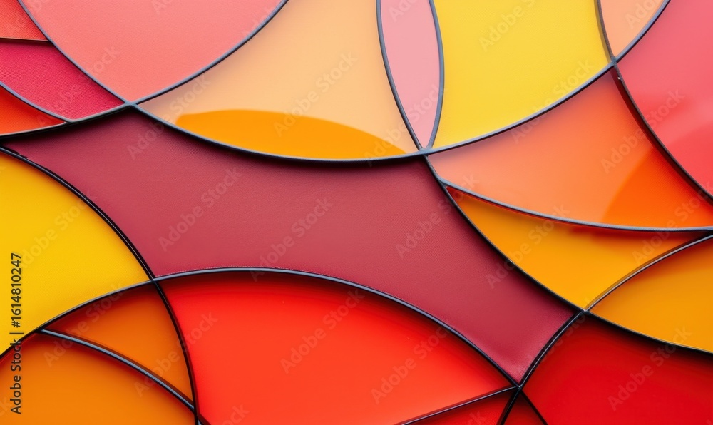 Poster vibrant abstract design with overlapping circles in red orange and yellow