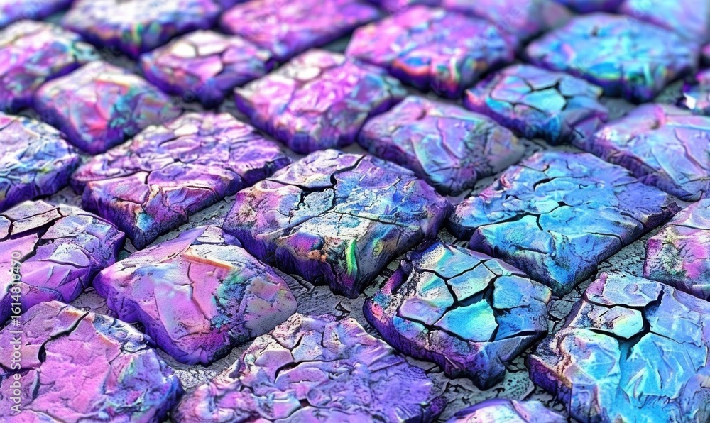 Poster Vibrant abstract texture colorful mosaic pattern with iridescent effect