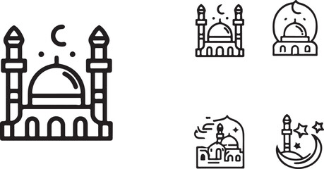 Obraz premium Islamic mosque and crescent moon symbols stars architecture