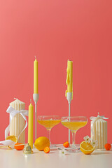 Colorful candles and refreshing lemon drinks create a festive vibe