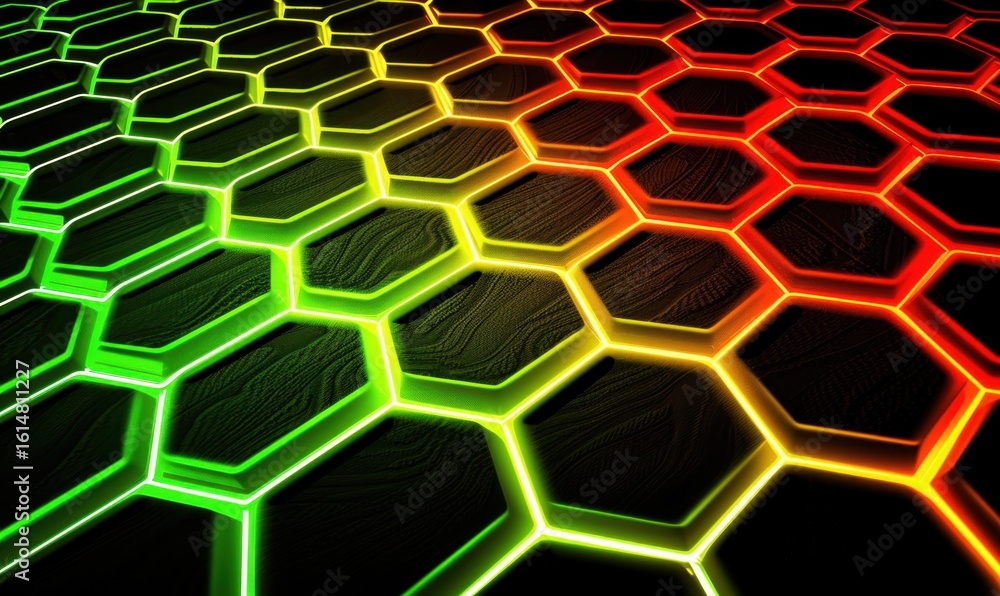 Aufkleber vibrant honeycomb pattern abstract background with glowing hexagon cells