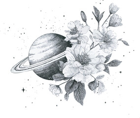 black and white flower