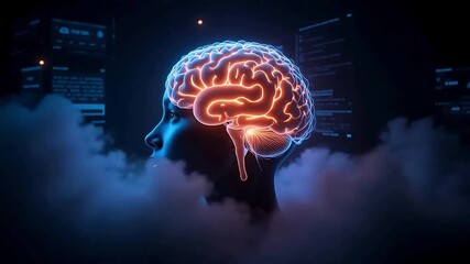 Brain power ai technology artificial intelligence neural network machine learning mind concept. Neural brain glowing with digital connection. Futuristic technology brain interface art - Powered by Adobe