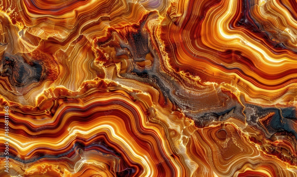 Poster warm tones abstract agate texture background with flowing veins and natural pattern