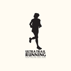 Ultra Trail running logo vector illustration on white background