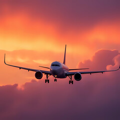airplane at sunset