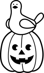 Halloween pumpkin  with face outline  vector isolated.
Jack o lantern pumpkin icon for halloween.
Transparent background.