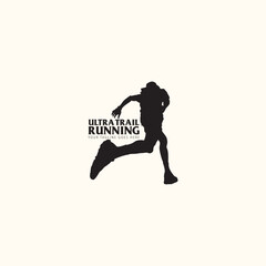 Ultra Trail running logo vector illustration on white background