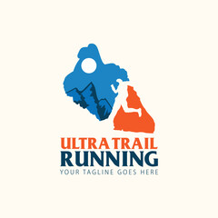 Ultra Trail running logo vector illustration on white background