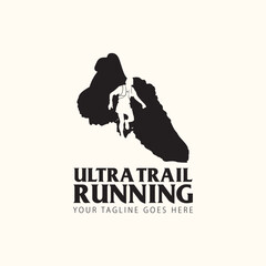 Ultra Trail running logo vector illustration on white background