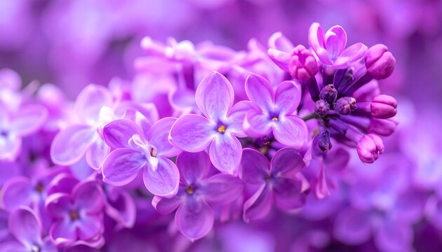 Close-up of vibrant purple lilac blossoms - Powered by Adobe