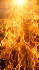 Fiery flames in close-up