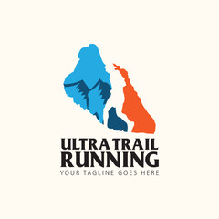 Ultra Trail running logo vector illustration on white background