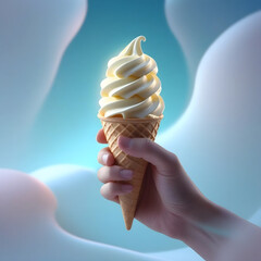 Vanilla Soft Serve on a Waffle Cone