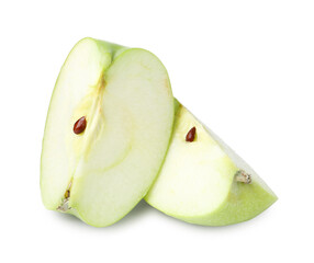 Pieces of fresh apple isolated on white