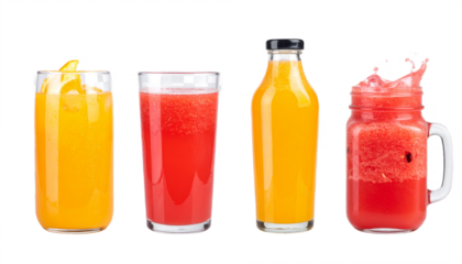 Bright refreshing fruit juices and smoothies quench thirst on a hot summer day