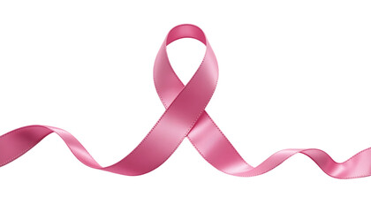 Pink Ribbon Symbol for Breast Cancer Awareness Isolated on Transparent Background with Copy Space AI