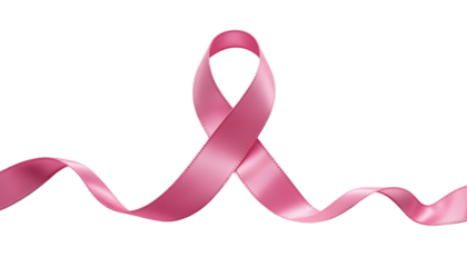 Pink Ribbon Symbol for Breast Cancer Awareness Isolated on Transparent Background with Copy Space AI