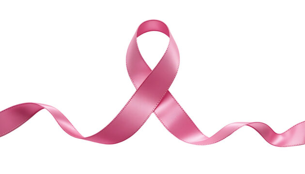 Pink Ribbon Symbol for Breast Cancer Awareness Isolated on Transparent Background with Copy Space AI