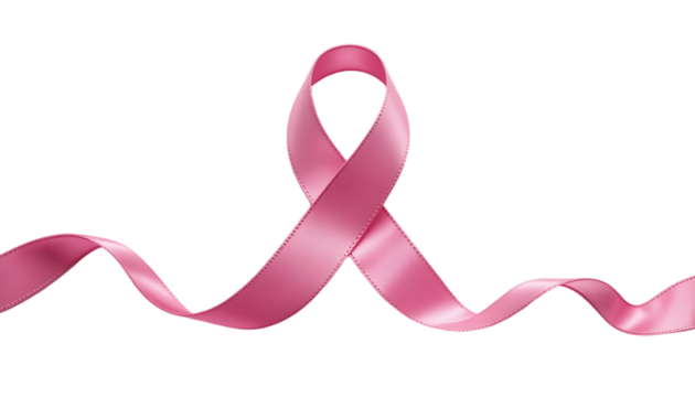 Pink Ribbon Symbol for Breast Cancer Awareness Isolated on Transparent Background with Copy Space AI