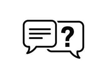 Fototapeta premium Vector illustration of two speech bubbles, one with lines and the other with a question mark