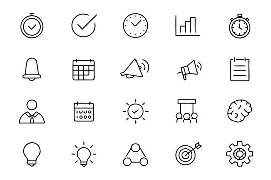 A dynamic single-line bundle symbolizing time mastery, workflow focus, and high performance. Ideal for business presentations, productivity apps, and time-tracking tools