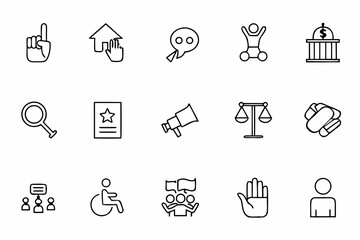 Fototapeta premium A stylized single-line bundle expressing rights, advocacy, and civil empowerment within public policy frameworks. Excellent for editorial artwork, prints, or campaign visuals