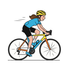 Obraz premium Happy woman in helmet riding bicycle