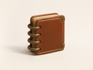 Rustic Leather Notebook with Metal Rings vector 3d icon