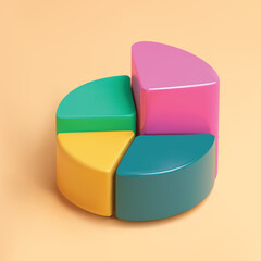 Colorful Segmented Pie Chart vector 3d icon