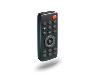 Black TV Remote Control with Numeric and Navigation Buttons 3d icon
