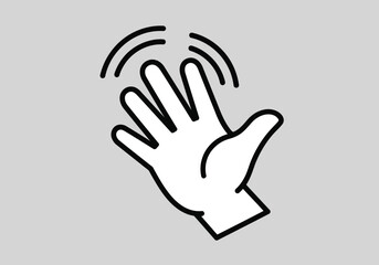 Obraz premium Vector illustration of a hand waving with motion lines to express a greeting or farewell gesture