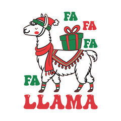 Fa La La La Llama – Funny Christmas T-Shirt Design with Cute Animal Pun

