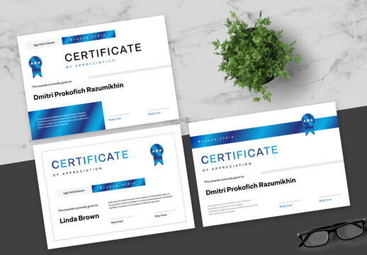 Gradient Blue And Black Certificate