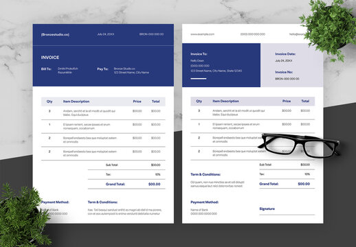 Blue And Black Invoice