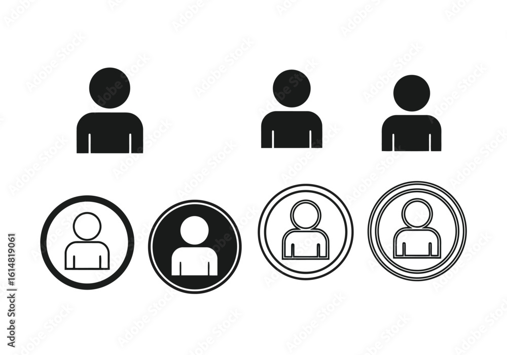 Poster vector illustration of simple person icon set representing user profile and communication interface
