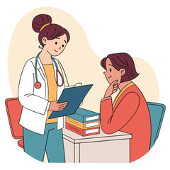 Female doctor consulting patient with health records