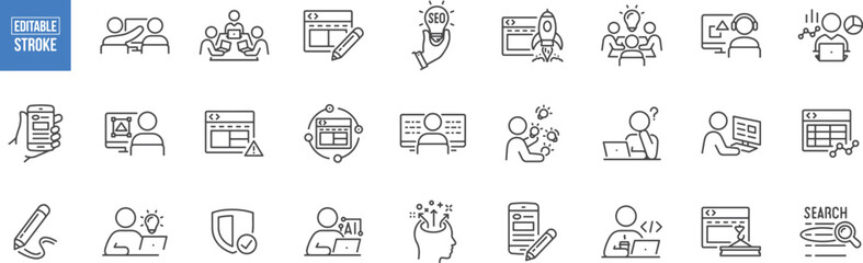Online Learning and Virtual Education Icons – Laptop, Certificate, Graduation, Online Class, Webinar, Tutor, Student, Digital Course, Study, Skill, Training, Internet, Knowledge, Presentation, Coachin