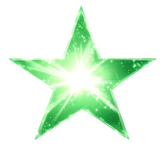 Obraz premium Star Light Green Glow on isolated transparent cutout PNG Background