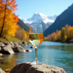 glass of red wine in autumn