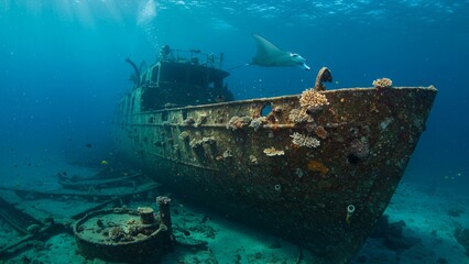 Fototapeta premium Under ocean Shipwreck