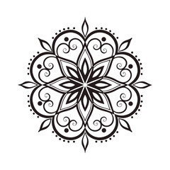 Black mandala vector isolated on white background. Vector hand drawn circular decorative element.