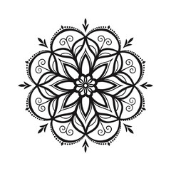 Black mandala vector isolated on white background. Vector hand drawn circular decorative element.